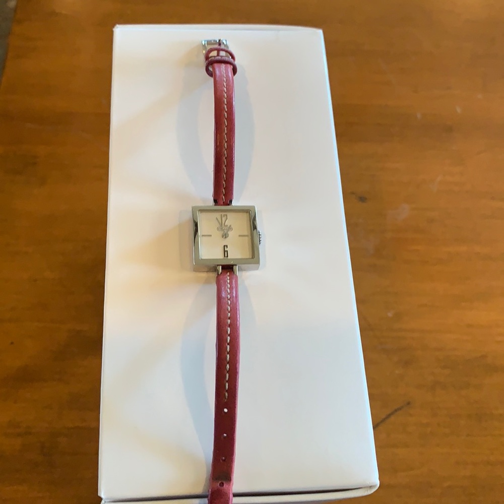 Coach pink and silver slim wristwatch